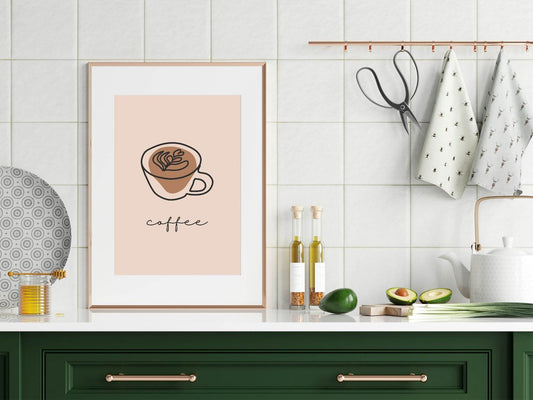 Coffee Cup Line Art Print | Kitchen Wall Art
