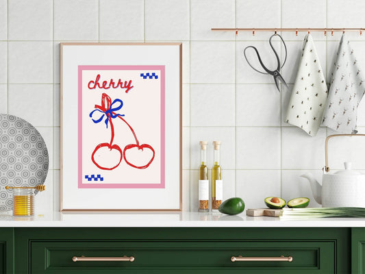 Cherry Illustration Print | Fun Wall Art