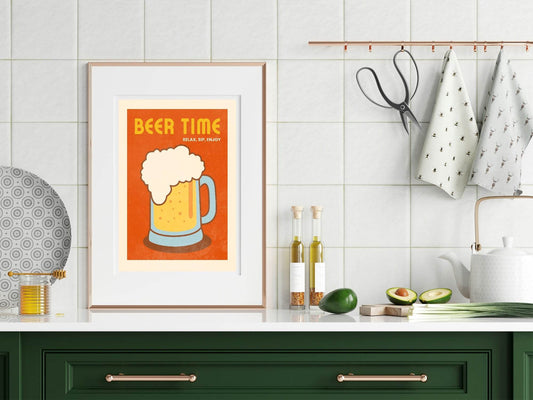 Beer Time Print | Kitchen Bar Wall Art