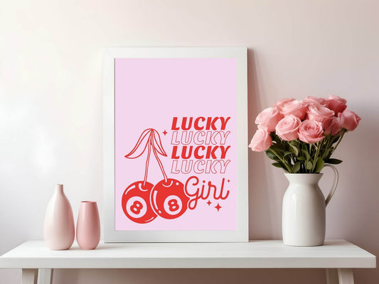 Lucky Girl Print | Cherry 8 Ball Wall Art