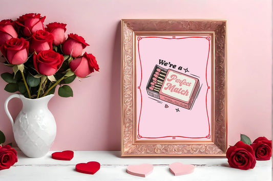We're A Perfect Match Print | Match Box | Romantic Wall Art