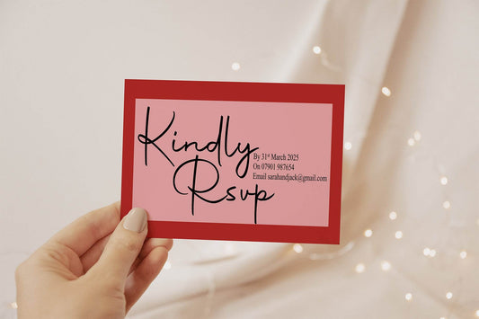 Red & Pink RSVP Wedding Party Cards | Pack of 10