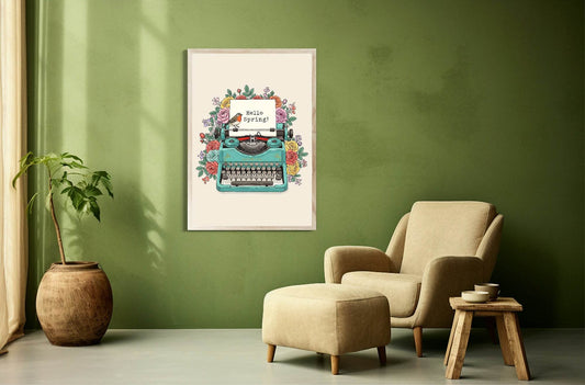 Floral Typewriter Print | Spring Collection Wall Art