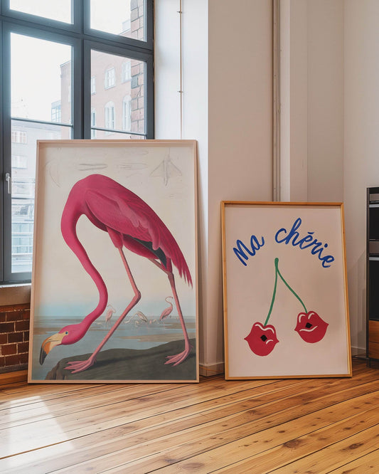 American Flamingo Print – Inspired by Audubon | Vintage Bird Wall Art