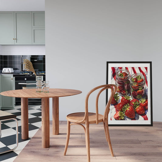 Jar Of Strawberries Print | Stripe Kitchen Wall Art