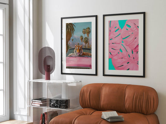 Pink Palm Leaves Print | Abstract Wall Art