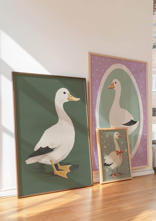 Goose With A Bow Print | Kids Wall Art