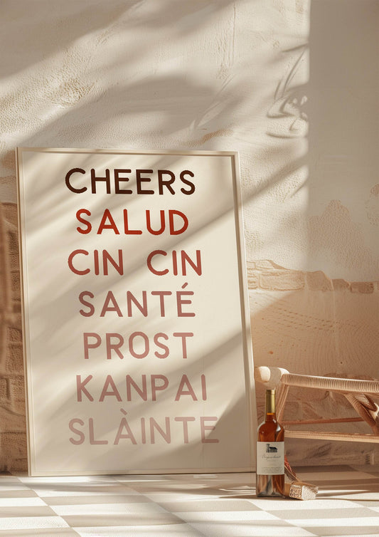 Cheers Salud Cin Cin Sante Prost Kanpai Slainte Print