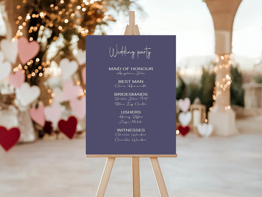 Sapphire Wedding Party Sign - List Special Roles