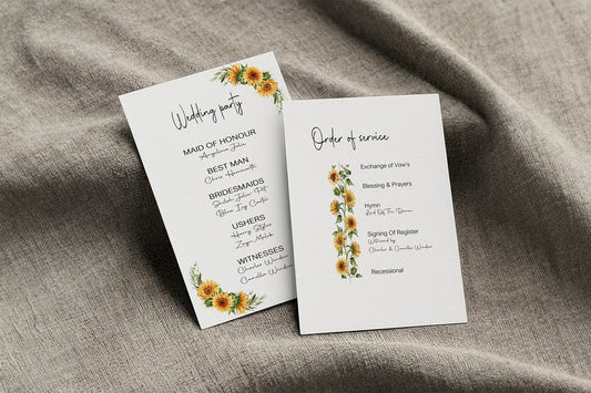 Sunflower Order Of Service Wedding Party Sign