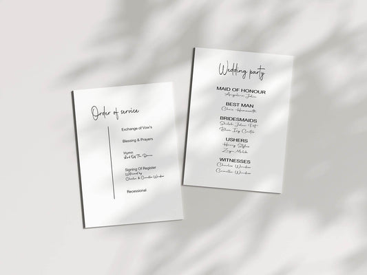 Minimalist Wedding Party Sign - List Special Roles