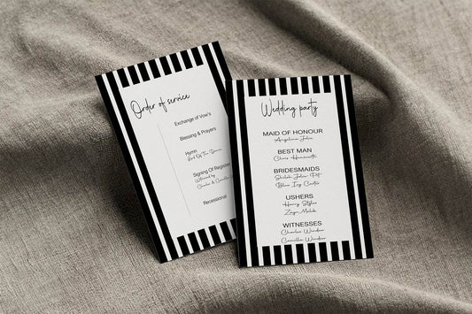 Black & White Stripe Wedding Party Sign - List Special Roles