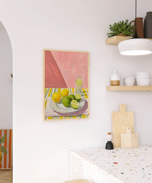 Lemons and Limes Print | Contemporary Wall Art | Green and Yellow