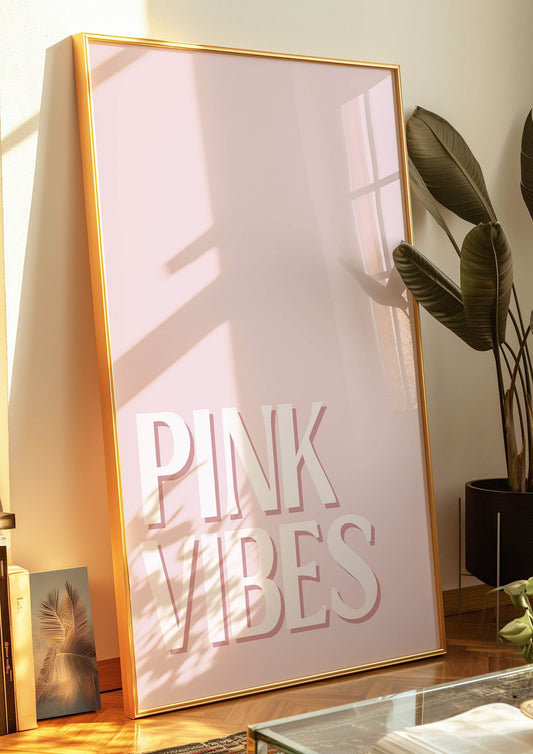 Pink Vibes Print | Modern Coquette Wall Art | Typography on Pink Background