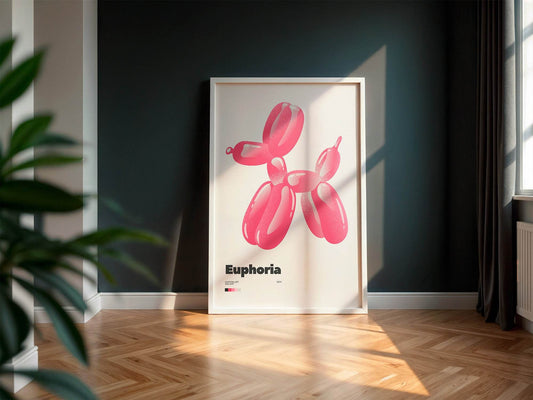 Euphoria Print | Pink Balloon Dog Wall Art | Modern Pop Art Style