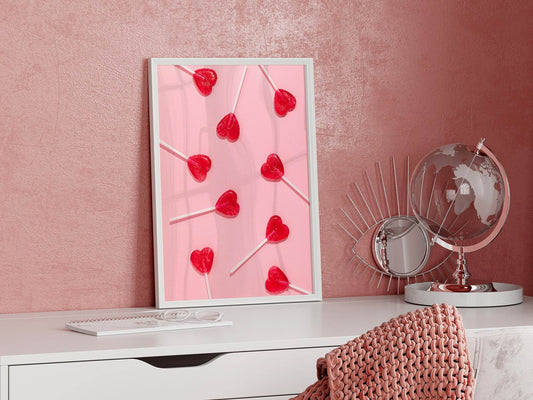 Red Heart Lollies Print | Sweet Wall Art | Coquette