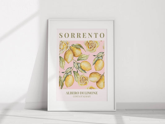 Sorrento Alberto Di Limone Print | Amalfi Coast Citrus Art | Pink