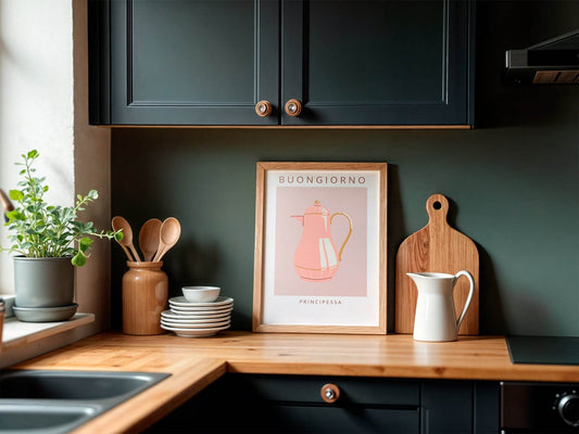 Buongiorno Principessa Print | Pink Kettle Wall Art | Italian-Inspired Design