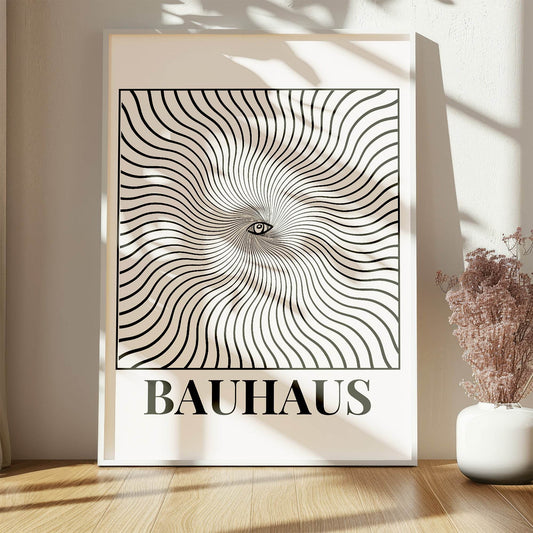 Bauhaus Optical Illusion Print | Black & Beige