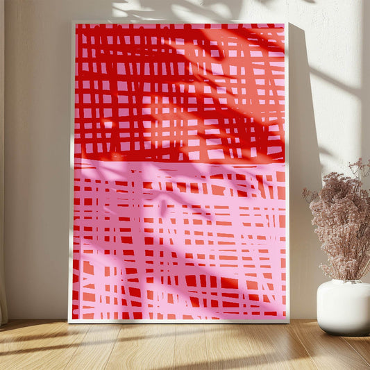 Modern Pink & Red Scribble Art Print | Abstract Wall Art | Contemporary Design