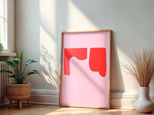 Modern Pink & Red Abstract Print | Contemporary Wall Art | Bold Colour Design