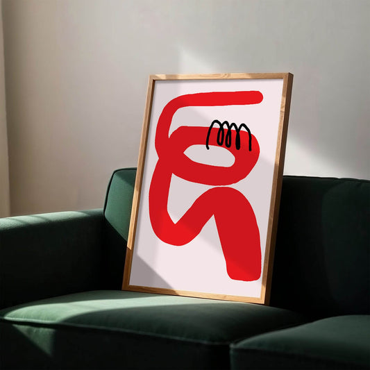 Modern Red & Black Abstract Print | Contemporary Wall Art | Bold Colour Design