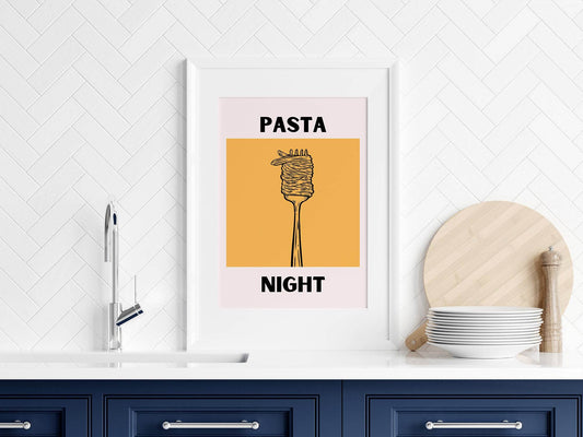 Pasta Night Print | Italian-Inspired Kitchen Wall Art | Playful Food Print