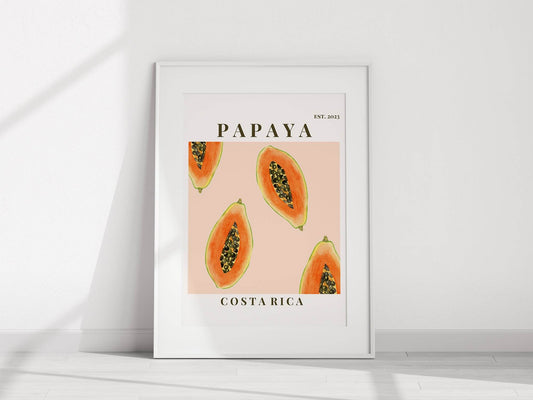 Papaya Costa Rica Print | Tropical Fruit Wall Art