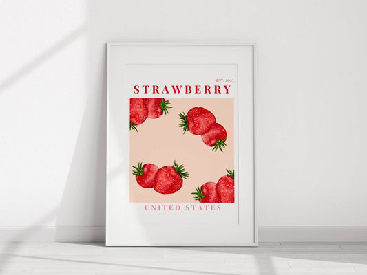 Strawberry United States Print | Colourful Fruit Wall Art