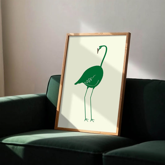 Emerald Green Flamingo Print