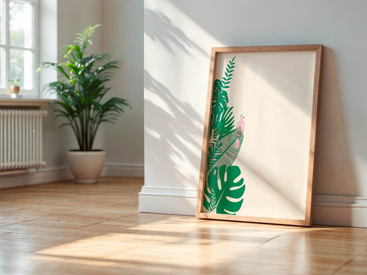 Pink Parrot Print | Tropical Bird Artwork | Modern Wall Art