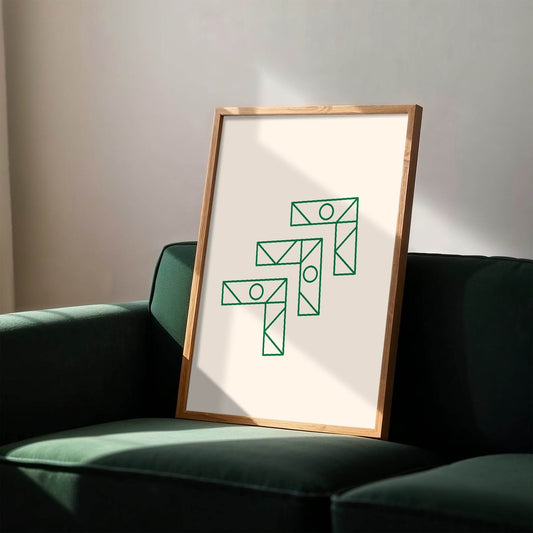 Emerald Green Geometric Right Angle Trio Print