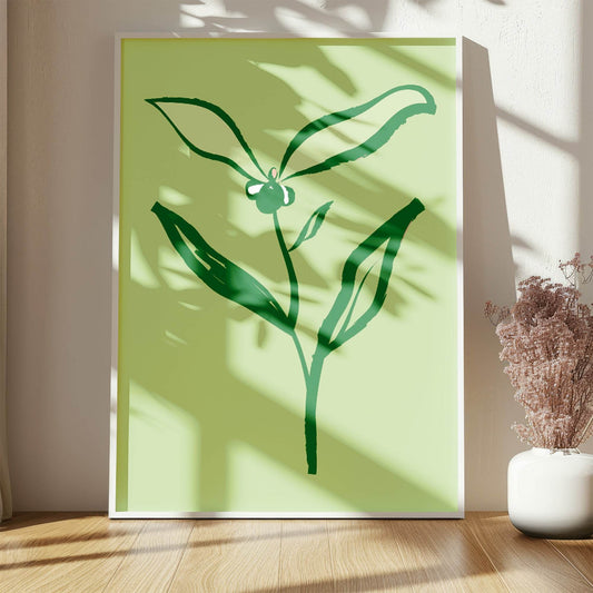 Emerald Green Abstract Flower Print