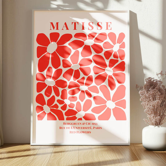 Red Flowers Print | Matisse Classic Inspired Art | Red