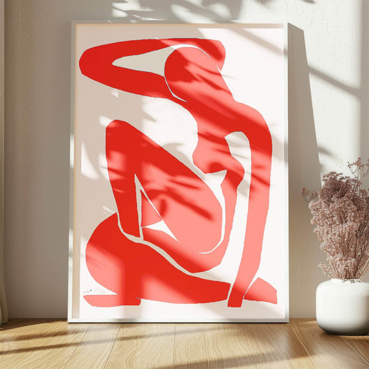 Abstract Silhouette Wall Art Print | Modern Artwork | Red