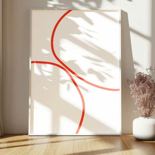 Red Abstract Line Art Print | Minimalist Wall Art | Modern Design