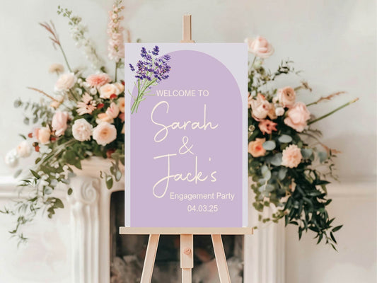 Lavender Engagement Welcome Party Sign