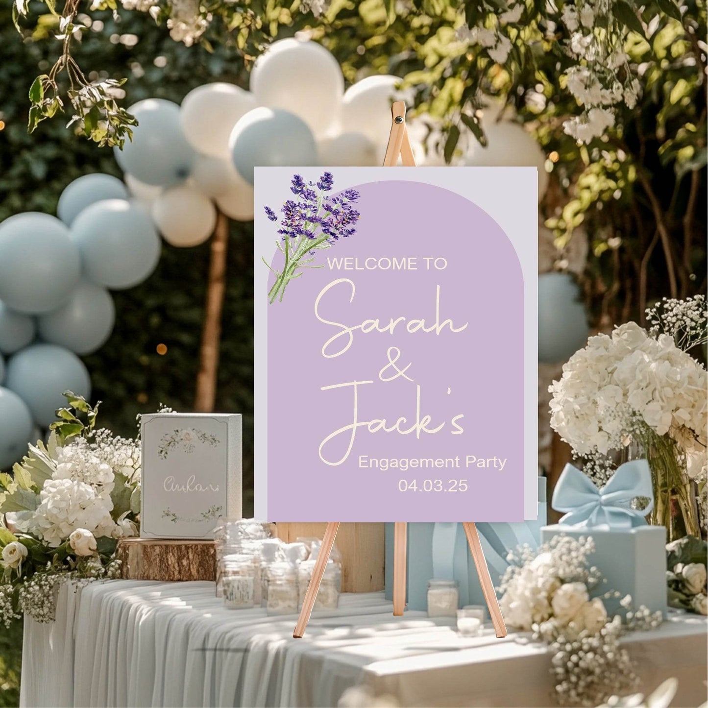 Lavender Engagement Welcome Party Sign