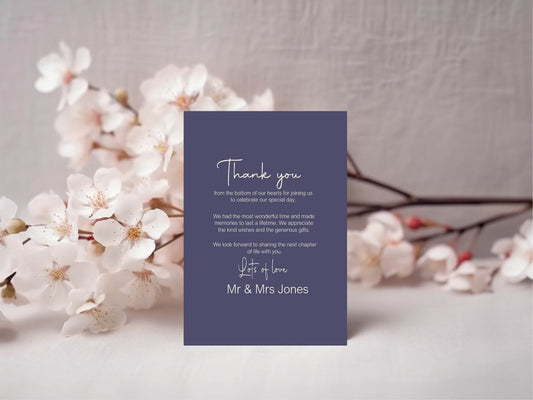 Sapphire Thank You Wedding Party Cards | Pack of 10