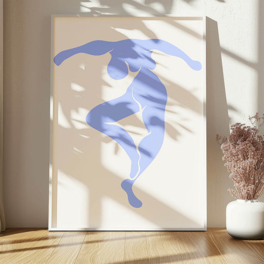 Abstract Silhouette Wall Art Print | Modern Artwork | Blue