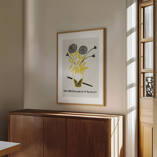 Compliments Of The Season Floral Print | Vase With Flowers Wall Art