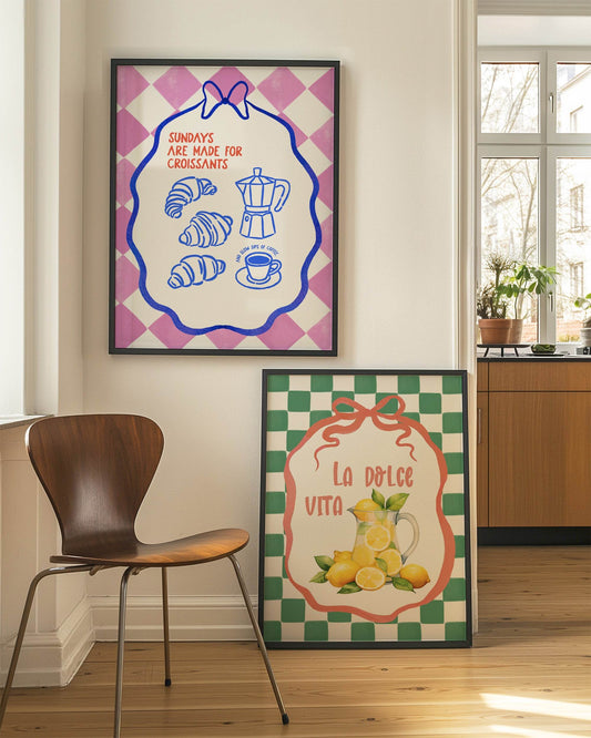 Sundays Are Made for Croissants Print | French-Inspired Breakfast Art | Cosy Kitchen Décor