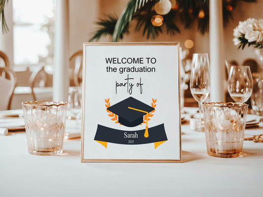 Minimalist Graduation Cap Party Sign