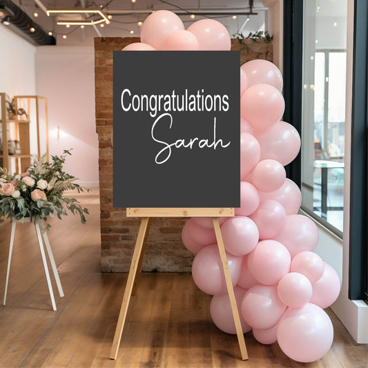 Minimalist Noir Congratulations Party Sign