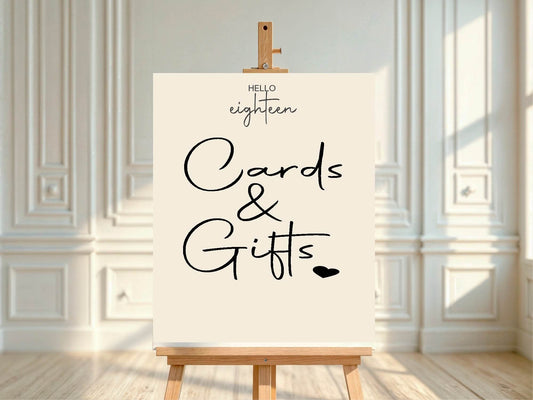 Hello Age Cards & Gifts Birthday Party Sign