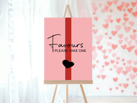 Red & Pink Favours Baby Shower Party Sign