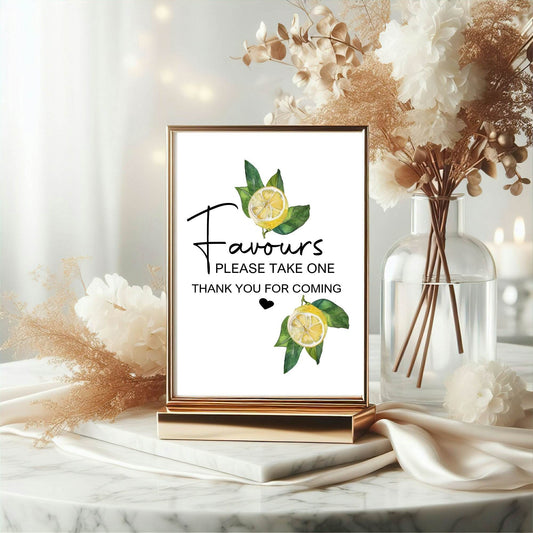 Lemon Tea Favours Baby Shower Party Sign