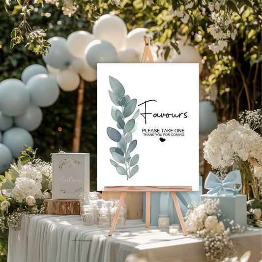 Eucalyptus Favours Baby Shower Party Sign