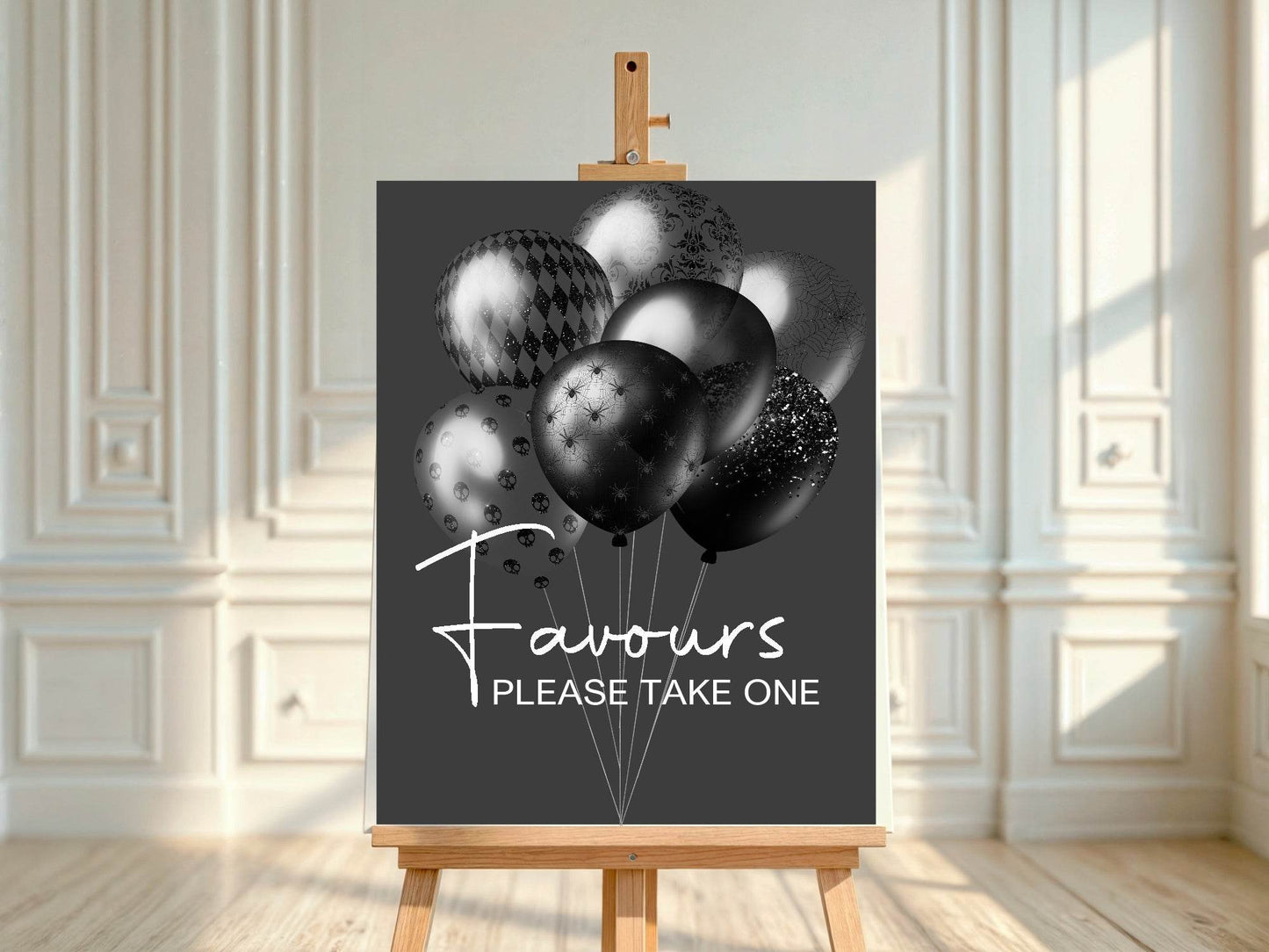 Gothic Favours Baby Shower Party Sign