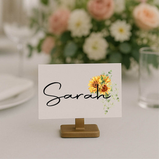 Sunflower Wedding Place Cards | Pack of 10 | Flat Design